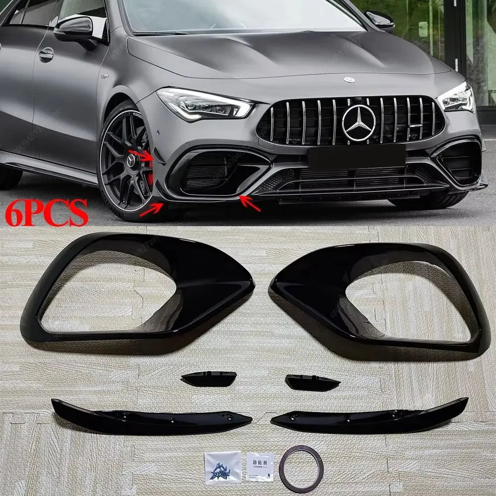 سبلتر جانبي أمامي لمرسيدس CLA45 AMG C118/W118 (2019-2023) – كانارد، شبك ضباب وجناح هوائي ABS