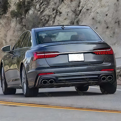 ديفيوزر خلفي لأودي A6 / S6 C8 S-Line (2019-2022) – أسود لامع مع مخارج شكمان