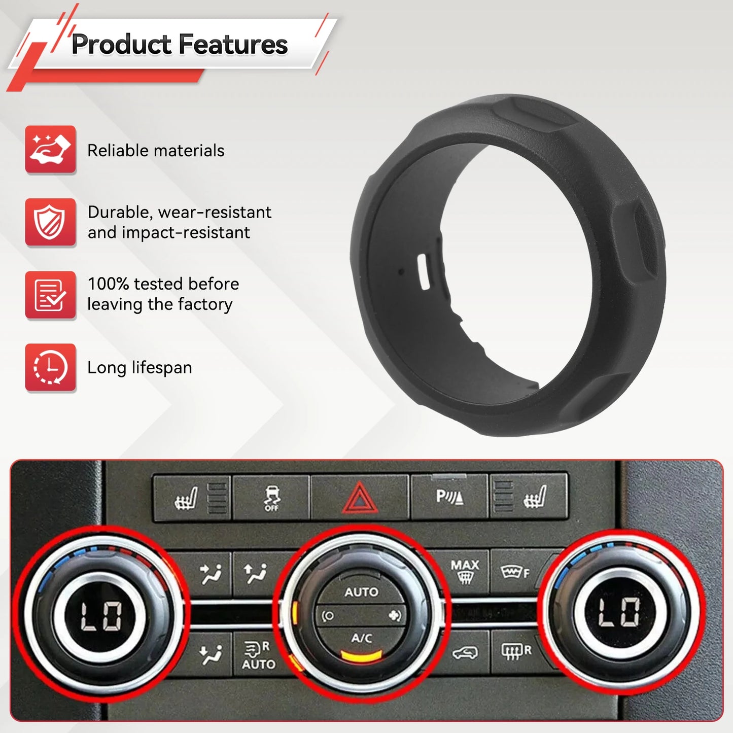 LR029591 Car Console Air Conditioning Control Knob Fit For Land Rover Range Rover Sport Discovery 4 AC Switch Trim Accessories