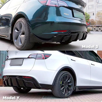 طقم بودي كت كامل لتسلا موديل 3 وModel Y (2017-2024) – فرونت ليب، سايد سكيرت، ديفيوزر خلفي وسبويلر أسود لامع