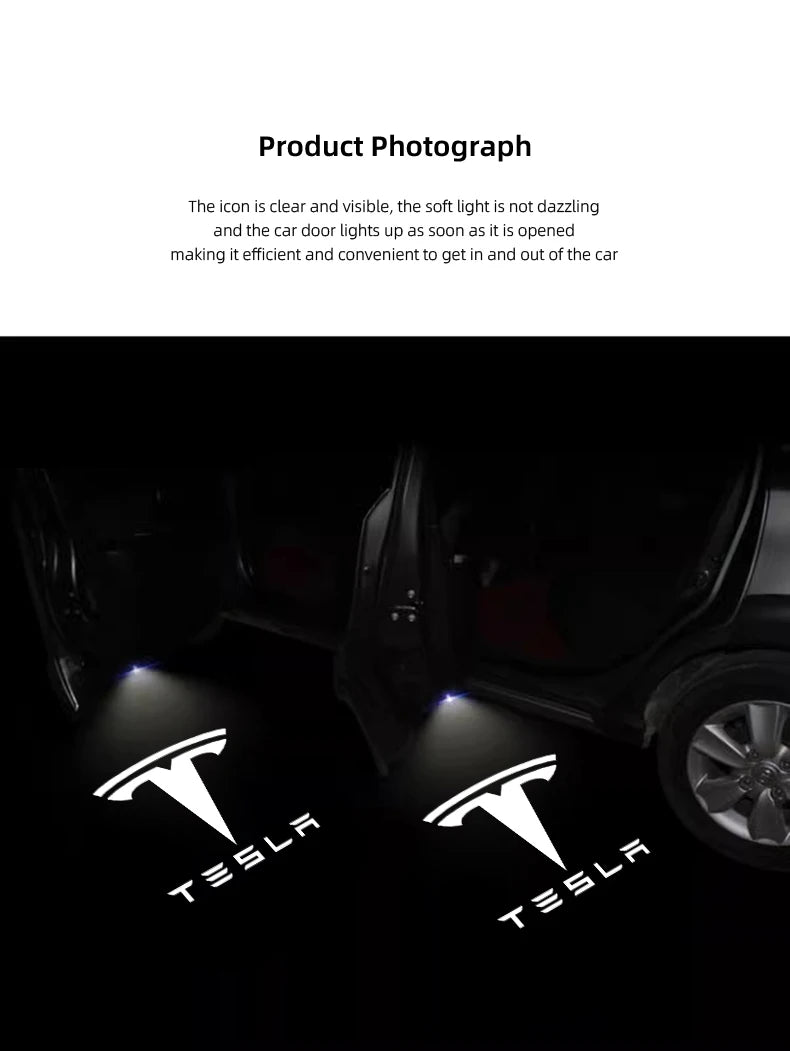 إضاءة ترحيب LED للأبواب لتسلا