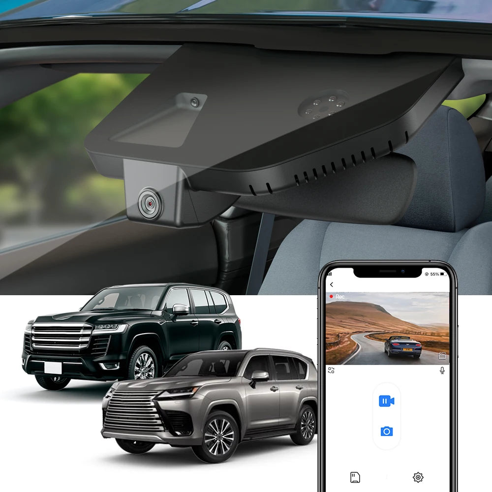 كاميرا داش كام 4K مدمجة لتويوتا لاندكروزر LC300 ولكزس LX570 / LX600 / LX700h