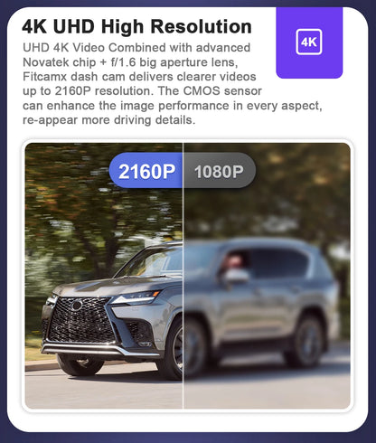 كاميرا داش كام 4K مدمجة لتويوتا لاندكروزر LC300 ولكزس LX570 / LX600 / LX700h