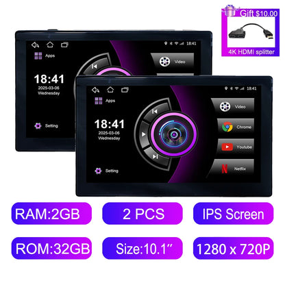 شاشة مسند رأس أندرويد 10.1 إنش مع CarPlay