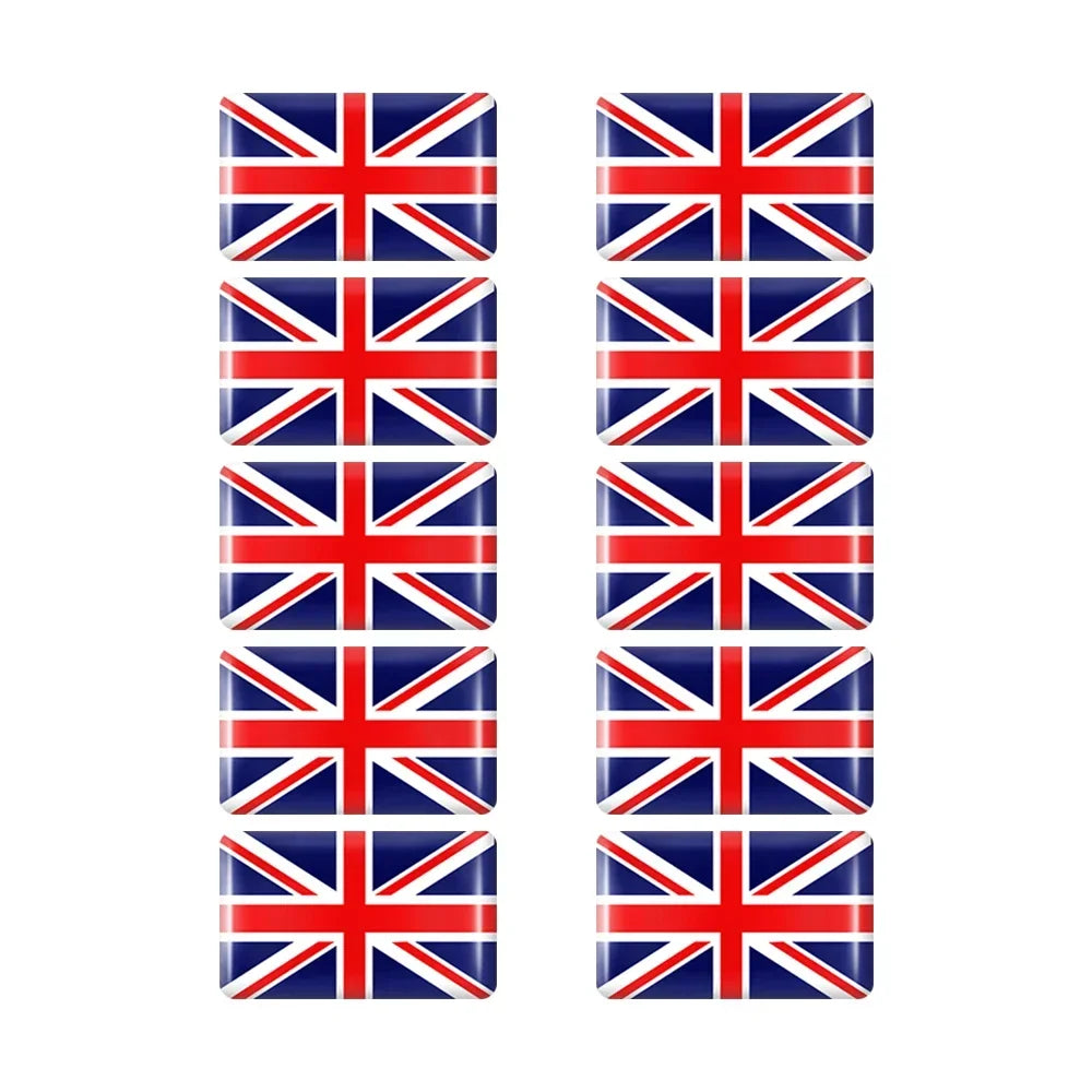 10pcs Epoxy UK United Kingdom Flag Sticker Car Interior Decoration Decal for Jaguar XE XF XJ Land Rover Range Rover Evoque Badge