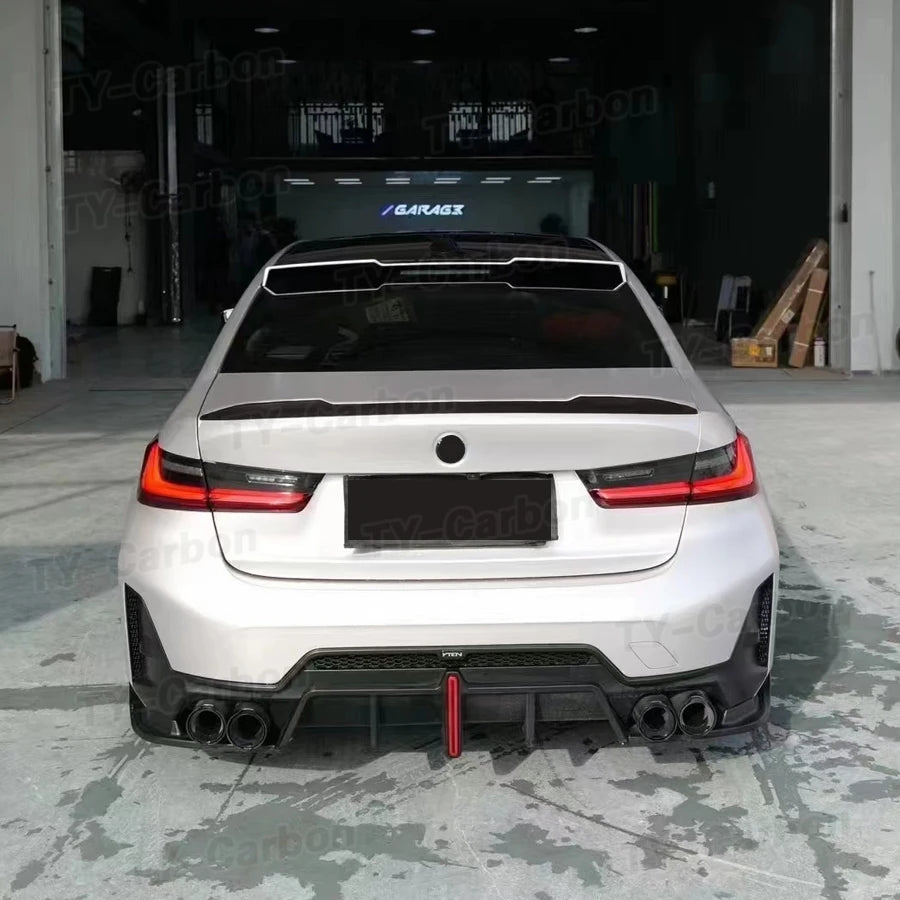 ديفيوزر خلفي مع إضاءة LED لبي إم دبليو الفئة الثالثة G20/G28 LCI M Sport (2023+) – سايد سبلتر أسود