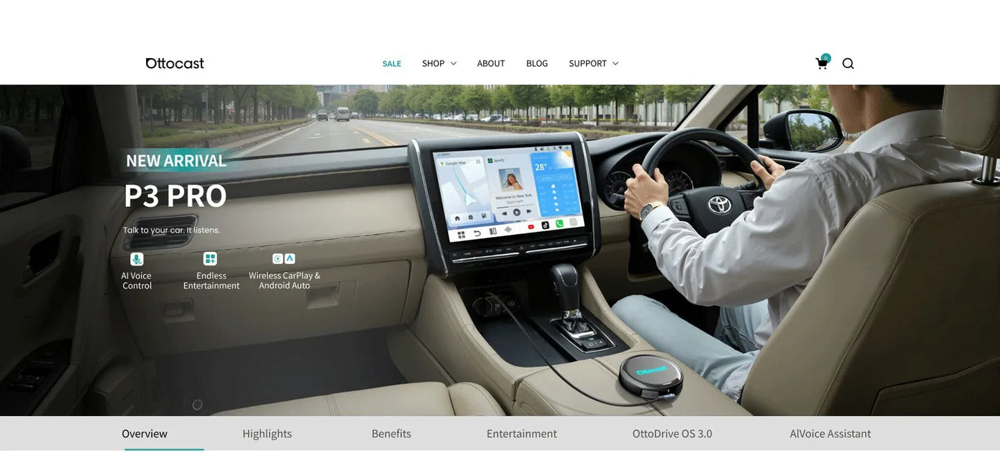 OttoAibox P3 Pro – محول CarPlay وAndroid Auto لاسلكي