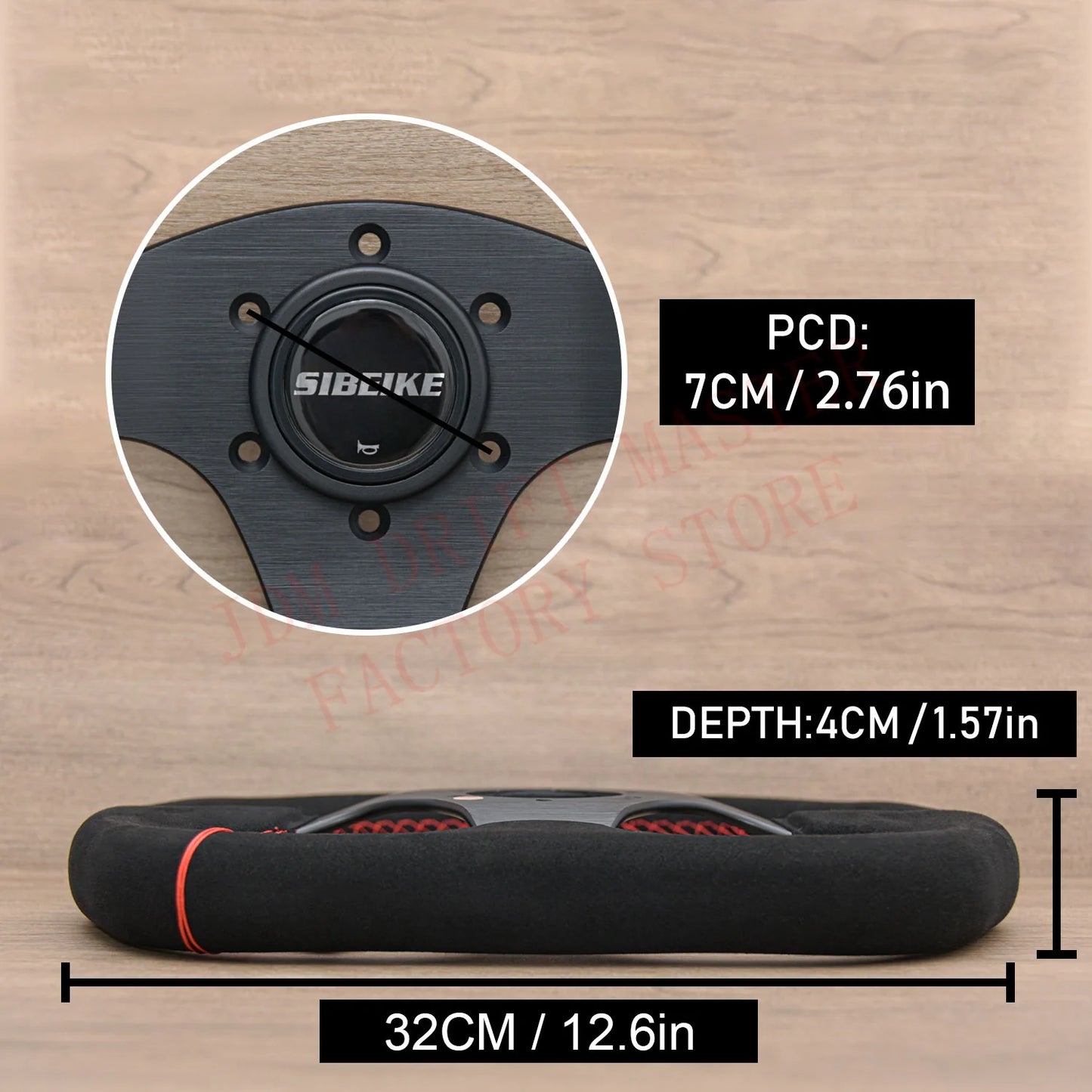 مقود رياضي SIBEIKE بتصميم D شمواه – 13 إنش (320 مم) JDM