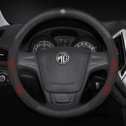غطاء مقود جلد بنقشة الكاربون لسيارات MG – تصميم مانع للانزلاق (MG ZS / HS / MG3 / MG5 / MG6 / MG7 / Cyberster وغيرها)