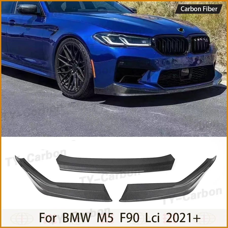 سبويلر أمامي من ألياف الكربون لبي إم دبليو M5 F90 LCI وG30/G38 (2021+) – فرونت ليب 3 قطع
