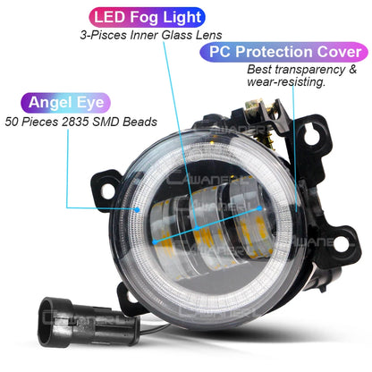 طقم كشافات ضباب LED مع DRL وAngel Eye لنيسان باترول سفاري Y61 (2005-2009) – يمين ويسار