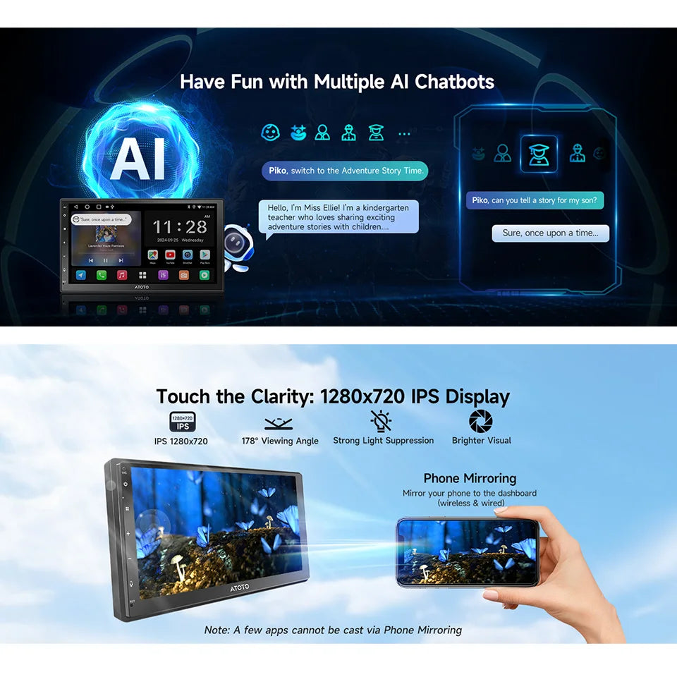 شاشة أندرويد 7 إنش للسيارة مع Apple CarPlay وAndroid Auto
