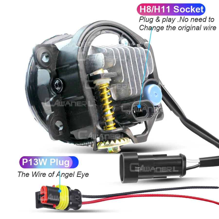طقم كشافات ضباب LED مع DRL وAngel Eye لنيسان باترول سفاري Y61 (2005-2009) – يمين ويسار