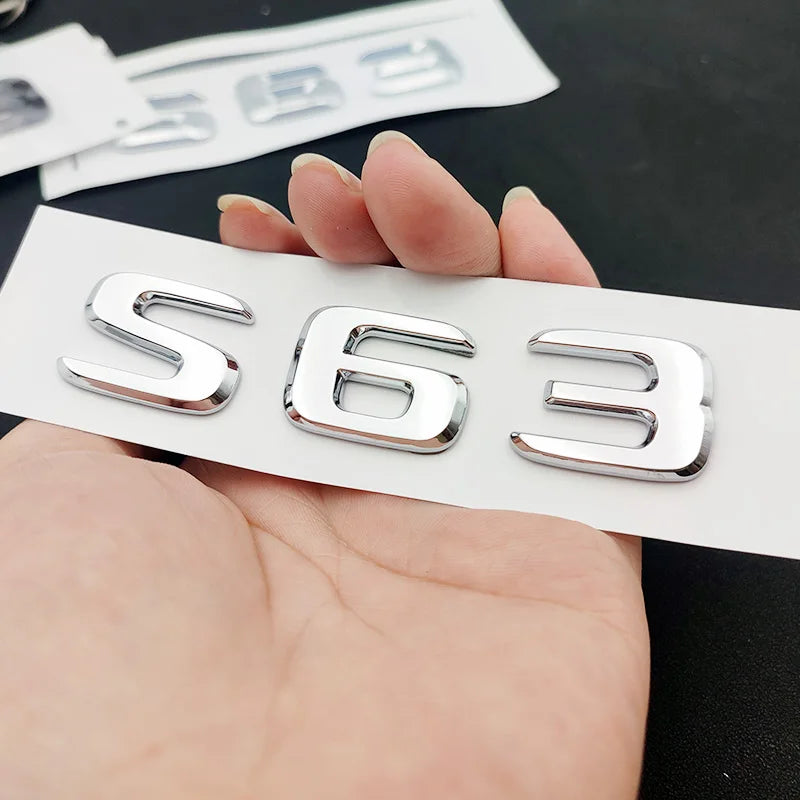 شعار S63 كروم ثلاثي الأبعاد