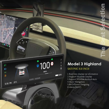 شاشة CarPlay لاسلكية 8.8 إنش لتسلا موديل 3 Highland وModel Y Juniper