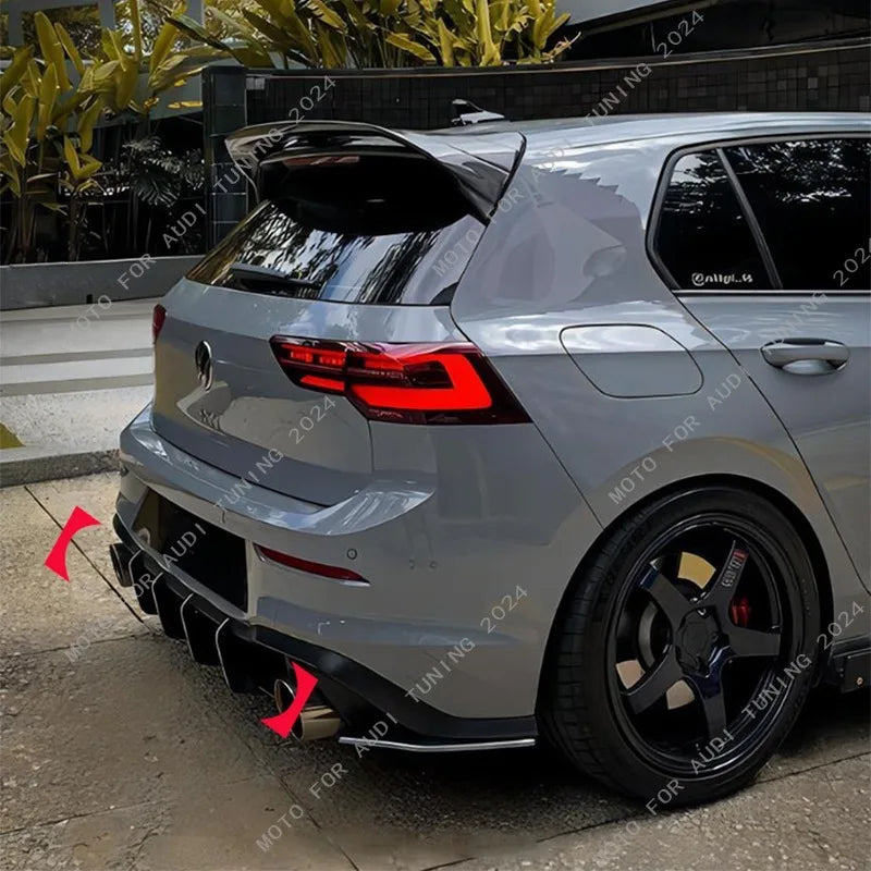 ديفيوزر خلفي Maxton Style لفولكس واجن جولف 8 GTI MK8 (2020-2024) – سبلتر خلفي وحماية جانبية
