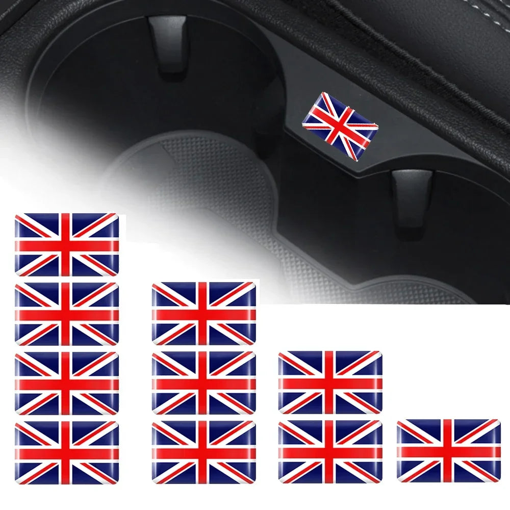 10pcs Epoxy UK United Kingdom Flag Sticker Car Interior Decoration Decal for Jaguar XE XF XJ Land Rover Range Rover Evoque Badge