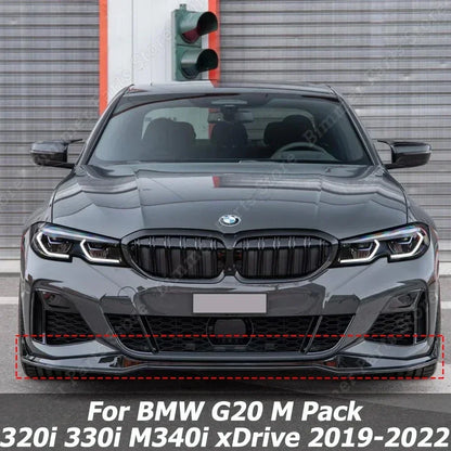 سبويلر أمامي MP Style لبي إم دبليو G20/G21 M Pack (2019-2022) – فرونت ليب، ديفيوزر أمامي وسبلتر 3 قطع أسود لامع