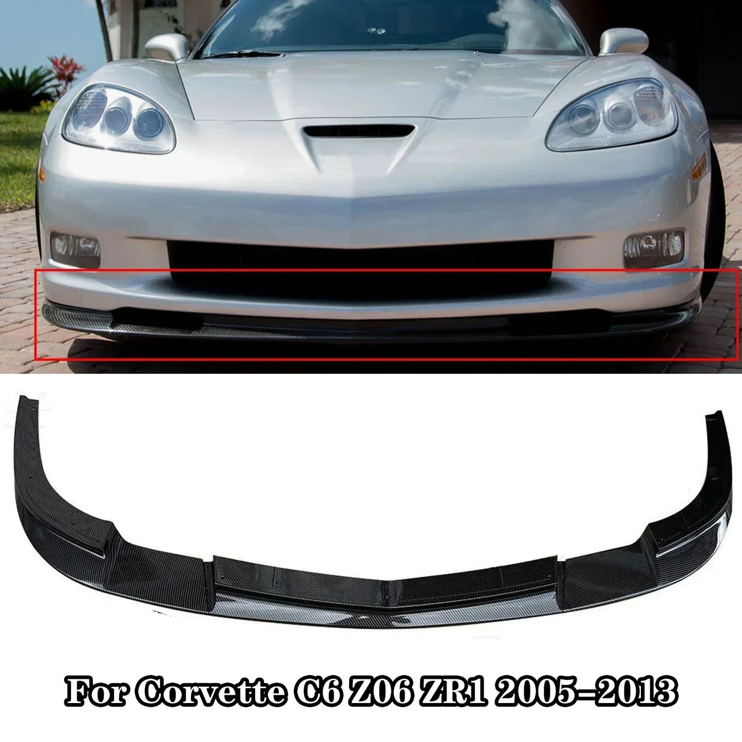 سبويلر أمامي لشفروليه كورفيت C6 Z06 / ZR1 Widebody (2005-2013) – فرونت ليب وسبلتر أمامي