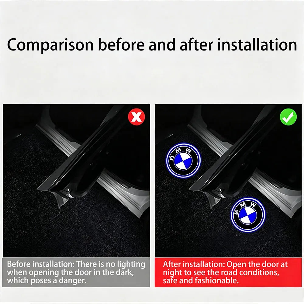 2Pcs Car Door logo Projector Lamps Welcome Light Accessories For Logo BMW M E90 E60 F18 E46 F30 F20 M2 M5 M3 E87 M4 X3 X5 X1