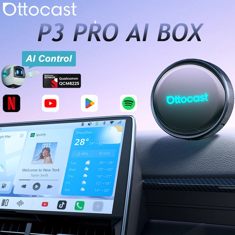 OttoAibox P3 Pro – محول CarPlay وAndroid Auto لاسلكي