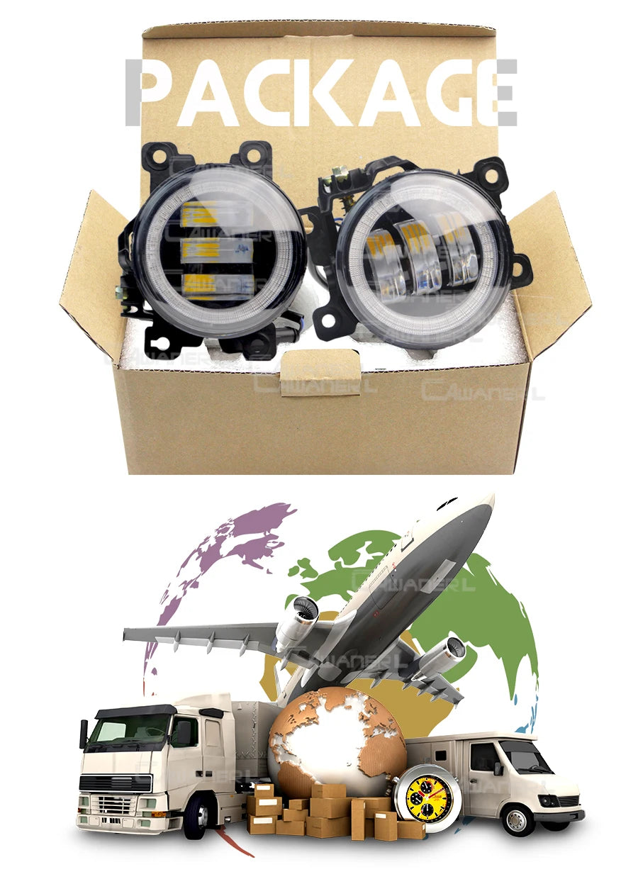 طقم كشافات ضباب LED مع DRL وAngel Eye لنيسان باترول سفاري Y61 (2005-2009) – يمين ويسار