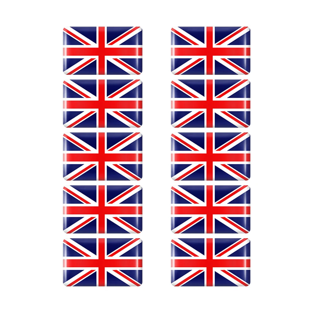 10pcs Epoxy UK United Kingdom Flag Sticker Car Interior Decoration Decal for Jaguar XE XF XJ Land Rover Range Rover Evoque Badge