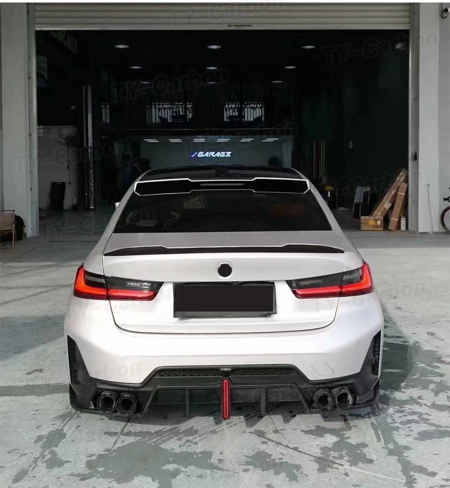 ديفيوزر خلفي مع إضاءة LED لبي إم دبليو الفئة الثالثة G20/G28 LCI M Sport (2023+) – سايد سبلتر أسود