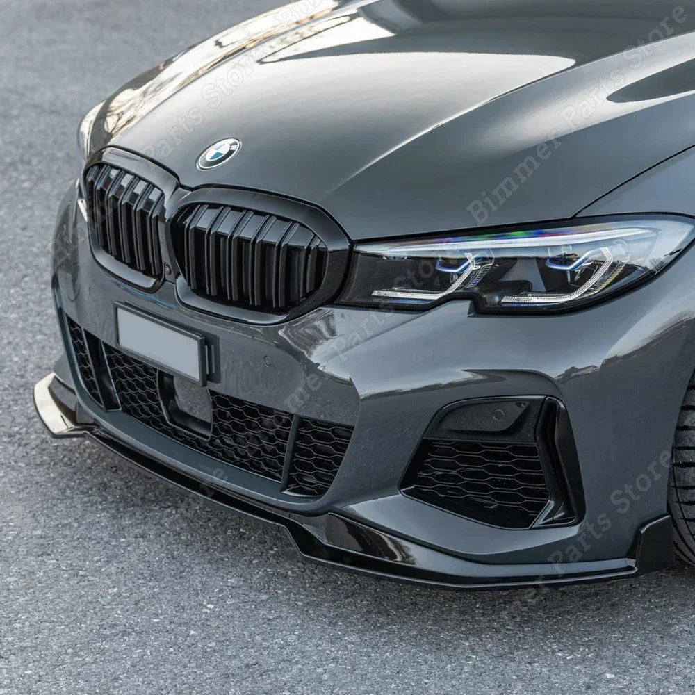 سبويلر أمامي MP Style لبي إم دبليو G20/G21 M Pack (2019-2022) – فرونت ليب، ديفيوزر أمامي وسبلتر 3 قطع أسود لامع