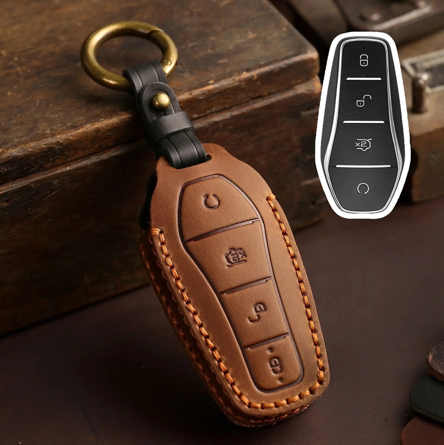 غطاء مفتاح جلدي لـ BYD