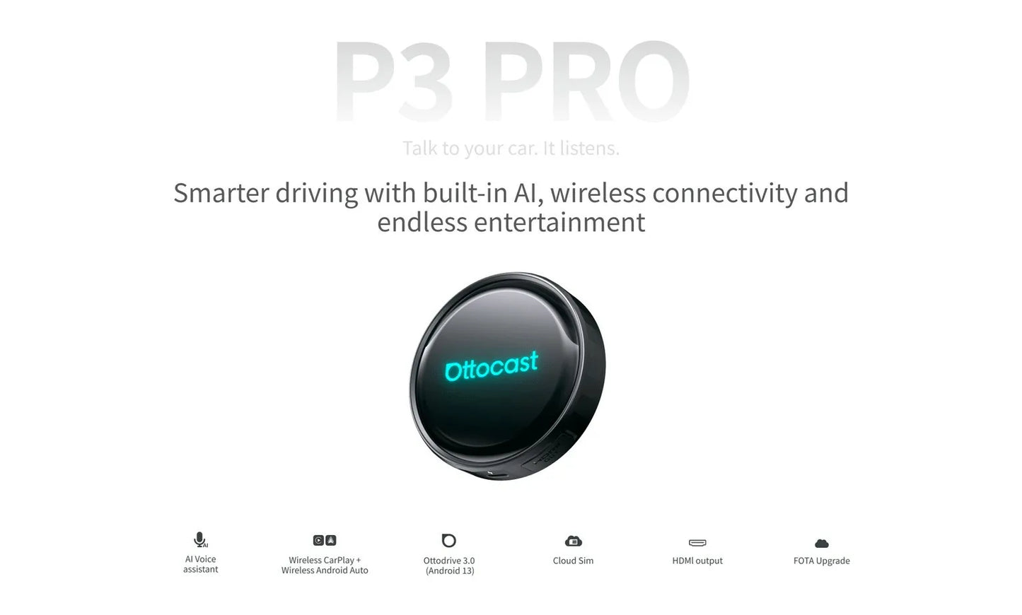OttoAibox P3 Pro – محول CarPlay وAndroid Auto لاسلكي