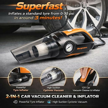2-in-1 Car Vacuum Cleaner & Tire Inflator